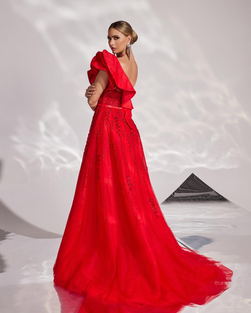 JMT-077066 Elegant Red Evening Dress for Women - Model SH0164