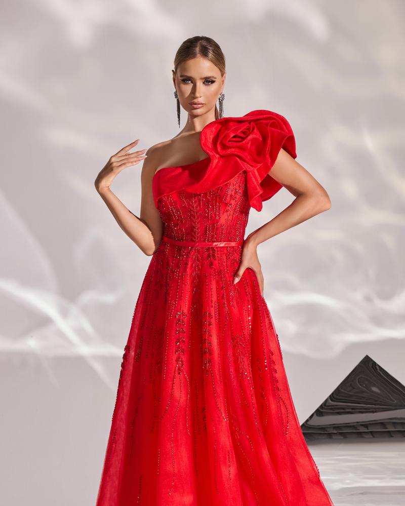 JMT-077066 Elegant Red Evening Dress for Women - Model SH0164