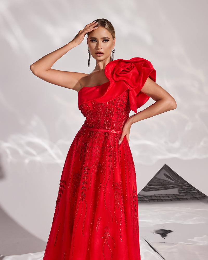 JMT-077066 Elegant Red Evening Dress for Women - Model SH0164