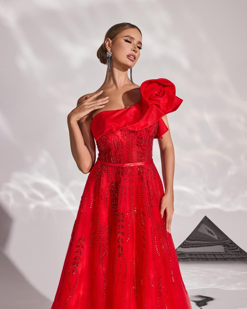 JMT-077066 Elegant Red Evening Dress for Women - Model SH0164