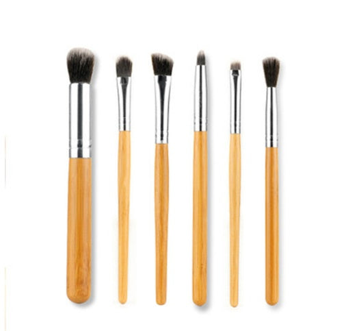 JMT-077258 11-Piece Bamboo Handle Makeup Brush Set with Linen Bag for Blush and Foundation Application