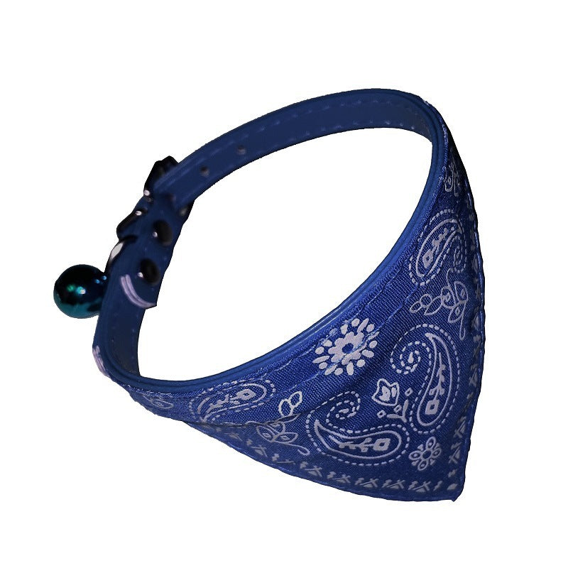 JMT-077642 Adjustable PU Cat Collar with Floral Design and Matching Saliva Towel for Small Dogs