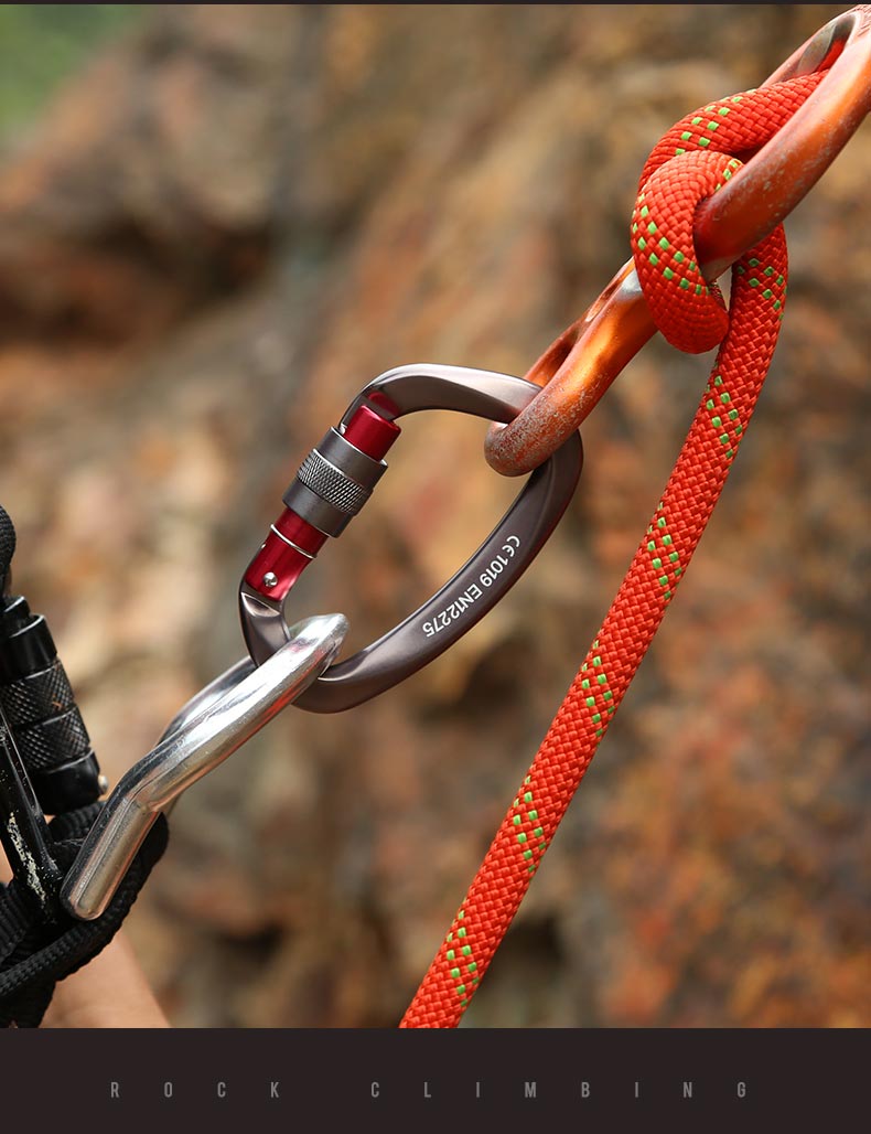 JMT-077834 D-Shaped Carabiner - Compact Locking Safety Buckle for Rock Climbing and Outdoor Activities