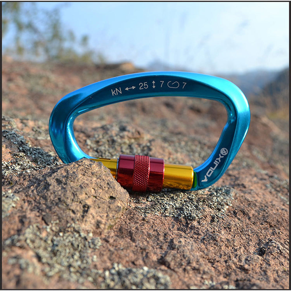 JMT-077834 D-Shaped Carabiner - Compact Locking Safety Buckle for Rock Climbing and Outdoor Activities