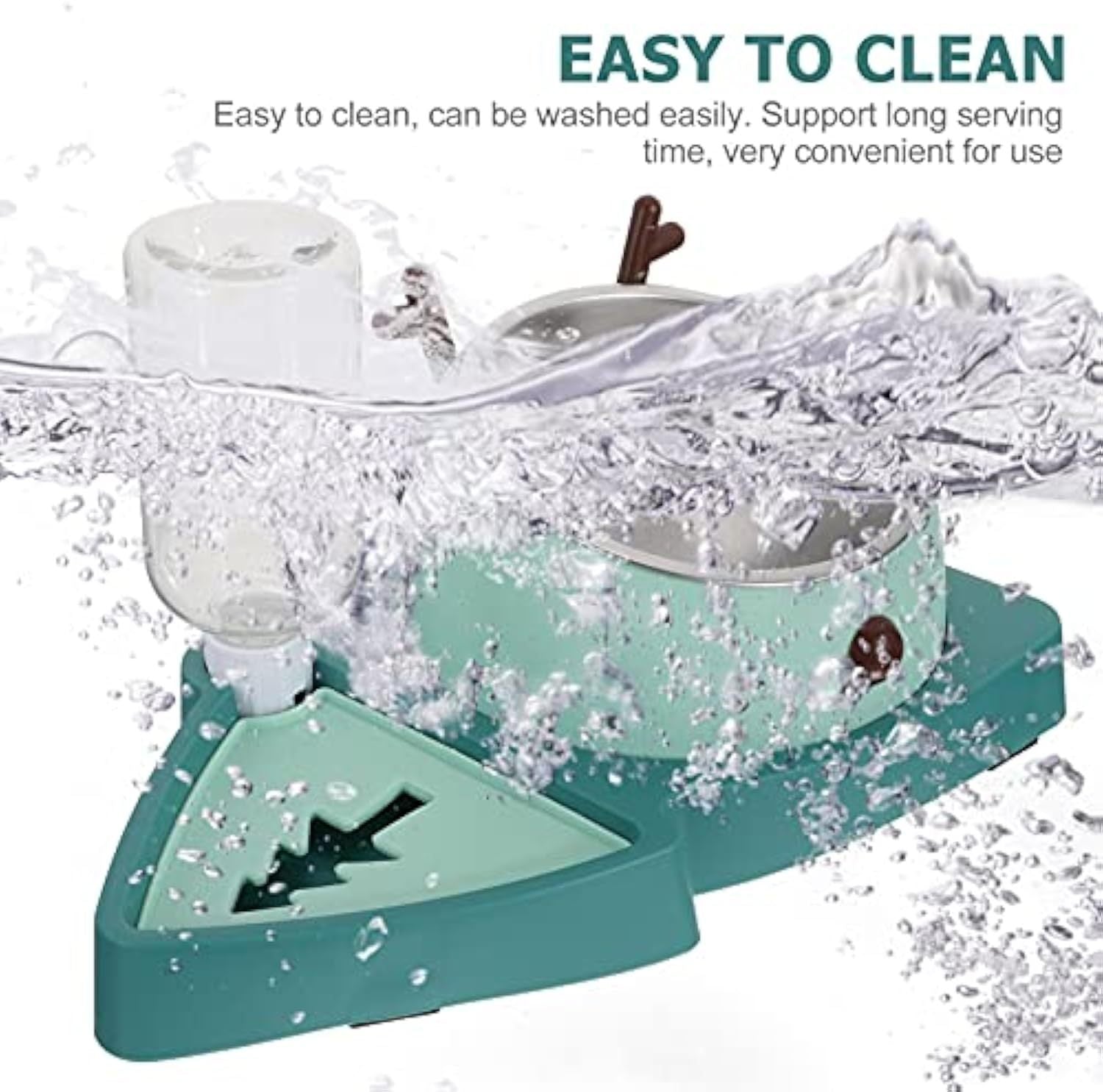 JMT-077962 Automatic Slow Feeder Pet Bowl with Detachable Water Tray for Dogs and Cats