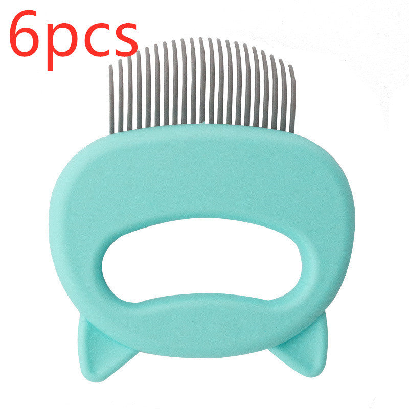 JMT-078218 Pet Hair Removal Massaging Shell Comb for Small to Medium Cats and Dogs - Plastic in Blue, Green, Pink