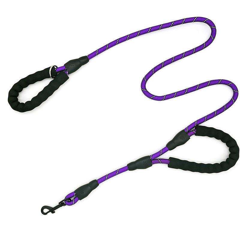 JMT-078474 Double Handle Reflective Pet Dog Leash - Available in Multiple Colors, 1.2cm x 1.5m Nylon Traction Rope