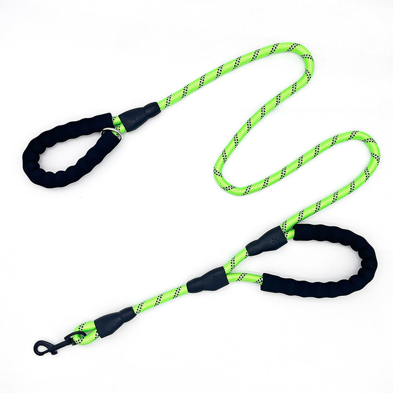 JMT-078474 Double Handle Reflective Pet Dog Leash - Available in Multiple Colors, 1.2cm x 1.5m Nylon Traction Rope