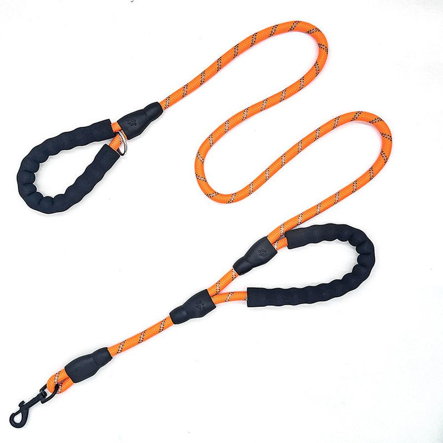 JMT-078474 Double Handle Reflective Pet Dog Leash - Available in Multiple Colors, 1.2cm x 1.5m Nylon Traction Rope