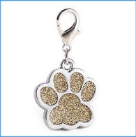 JMT-078794 Custom Glitter Zinc Alloy Dog Tag - Paw Shape, Anti-Lost, Lettering Function