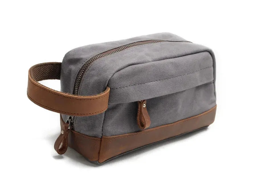 JMT-079178 Retro Waterproof Canvas Travel Toiletry Bag - Large Capacity Handheld Makeup Storage Bag