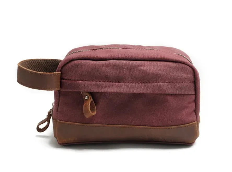 JMT-079178 Retro Waterproof Canvas Travel Toiletry Bag - Large Capacity Handheld Makeup Storage Bag