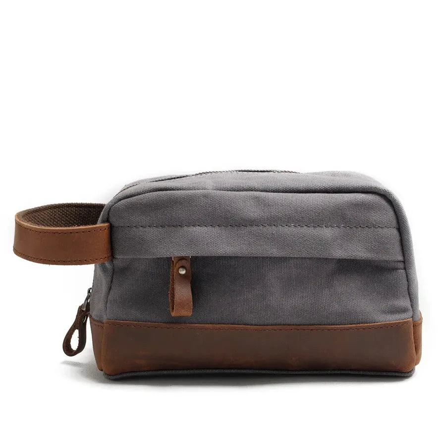 JMT-079178 Retro Waterproof Canvas Travel Toiletry Bag - Large Capacity Handheld Makeup Storage Bag