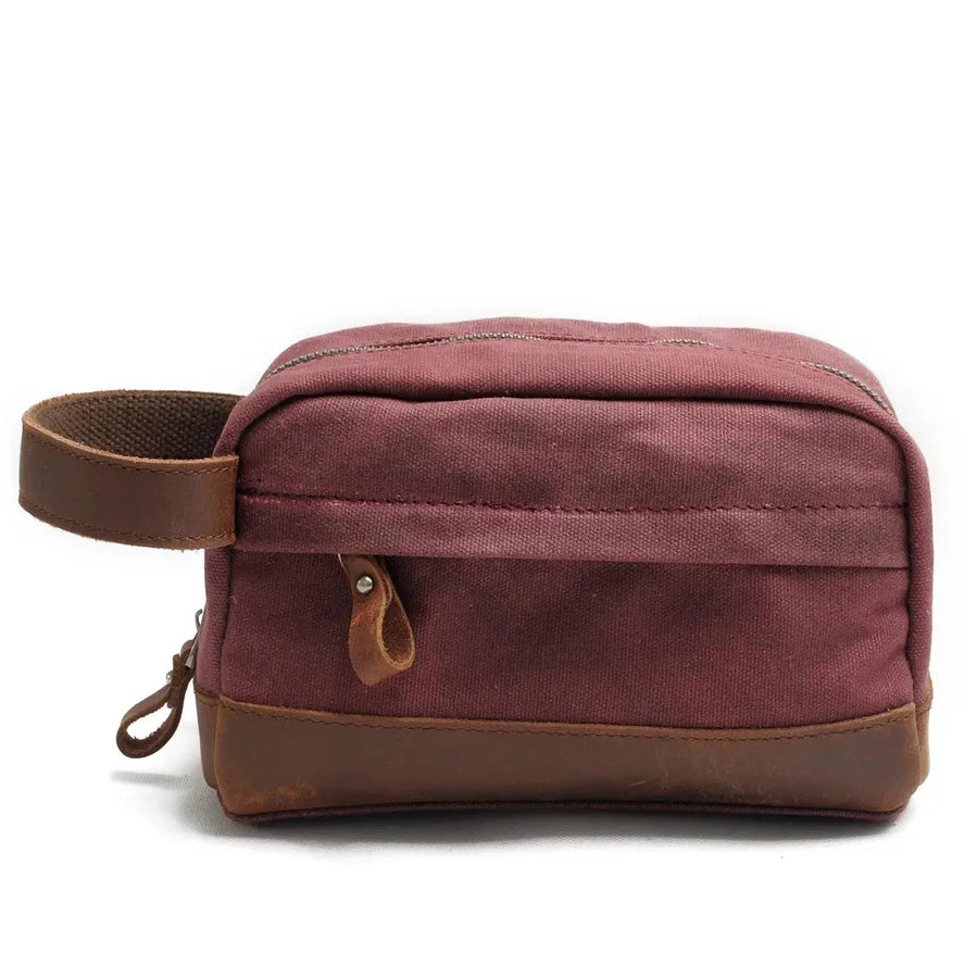 JMT-079178 Retro Waterproof Canvas Travel Toiletry Bag - Large Capacity Handheld Makeup Storage Bag