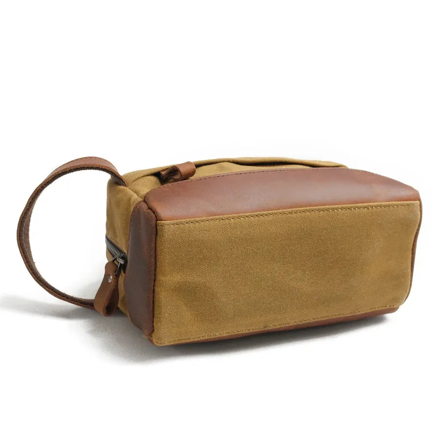JMT-079178 Retro Waterproof Canvas Travel Toiletry Bag - Large Capacity Handheld Makeup Storage Bag