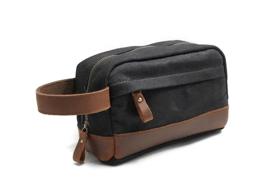JMT-079178 Retro Waterproof Canvas Travel Toiletry Bag - Large Capacity Handheld Makeup Storage Bag