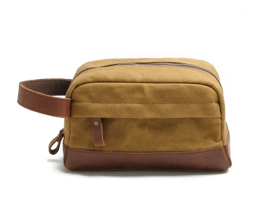 JMT-079178 Retro Waterproof Canvas Travel Toiletry Bag - Large Capacity Handheld Makeup Storage Bag