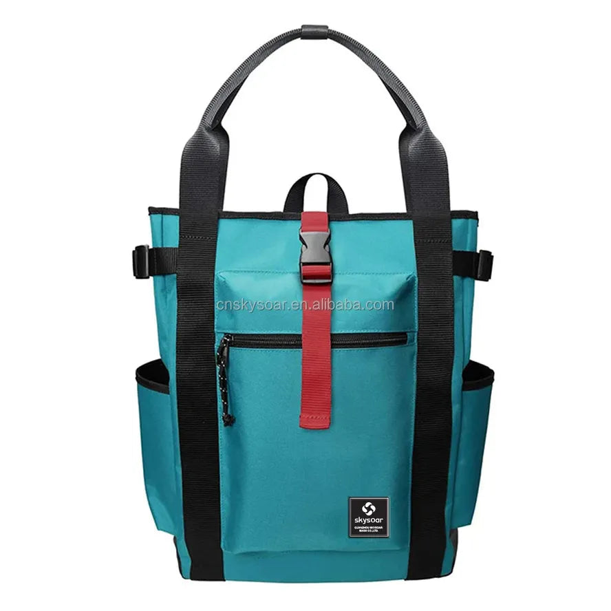 JMT-079626 Versatile Blue Green Polyester Laptop Backpack with Multiple Pockets for School and Travel