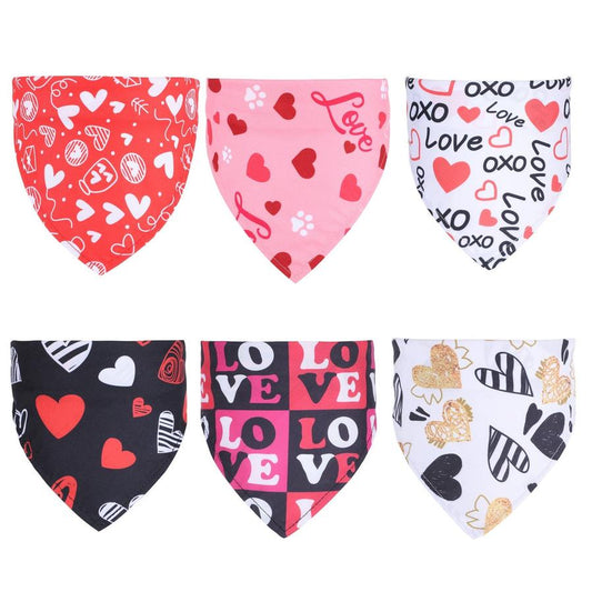 JMT-079754 Valentine's Day Triangle Scarf for Pets - Multiple Colors Available - Polyester, 20-46CM Neck Size