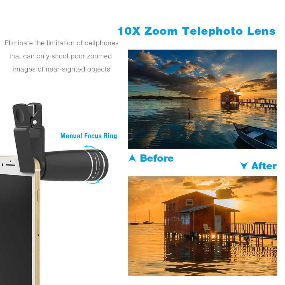 JMT-080202 High-Definition Adjustable Fisheye and Telephoto Wide-Angle Lens Set for Mobile Phones