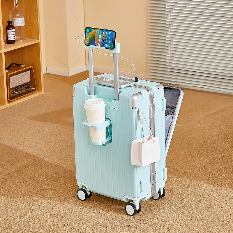 JMT-080330 Multi-Functional Front Open Pocket Trolley Suitcase for Business and Travel