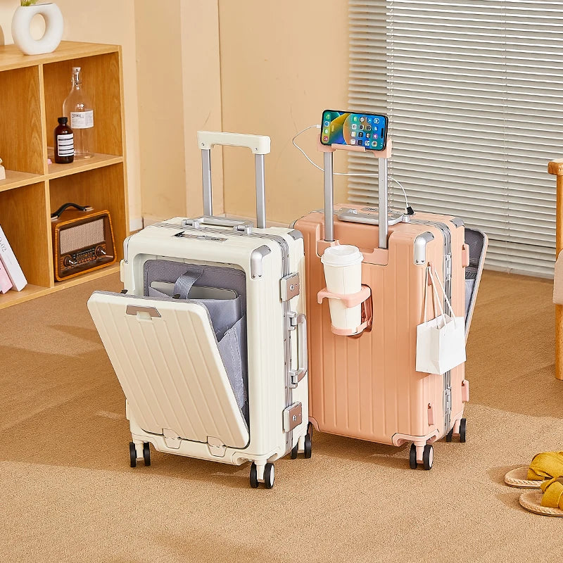 JMT-080330 Multi-Functional Front Open Pocket Trolley Suitcase for Business and Travel