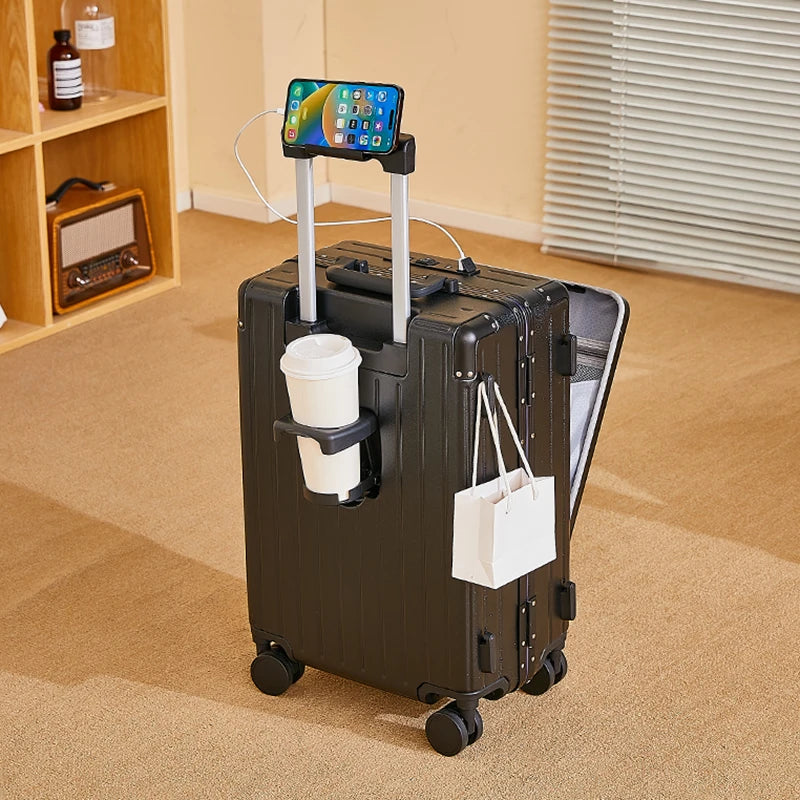 JMT-080330 Multi-Functional Front Open Pocket Trolley Suitcase for Business and Travel