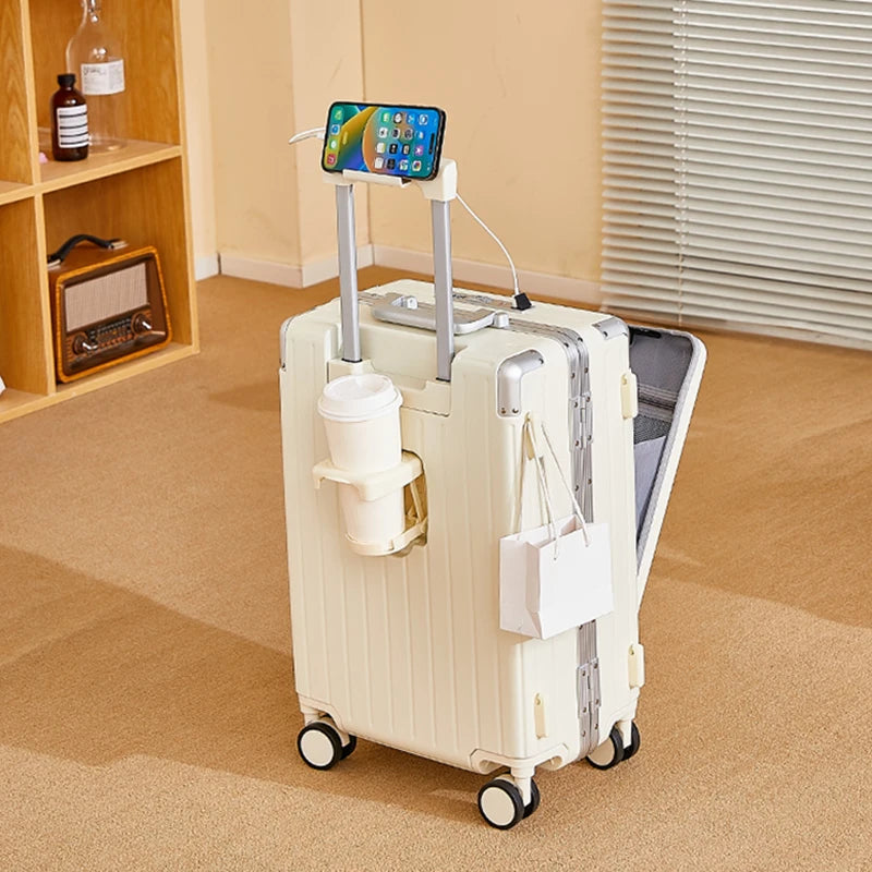 JMT-080330 Multi-Functional Front Open Pocket Trolley Suitcase for Business and Travel