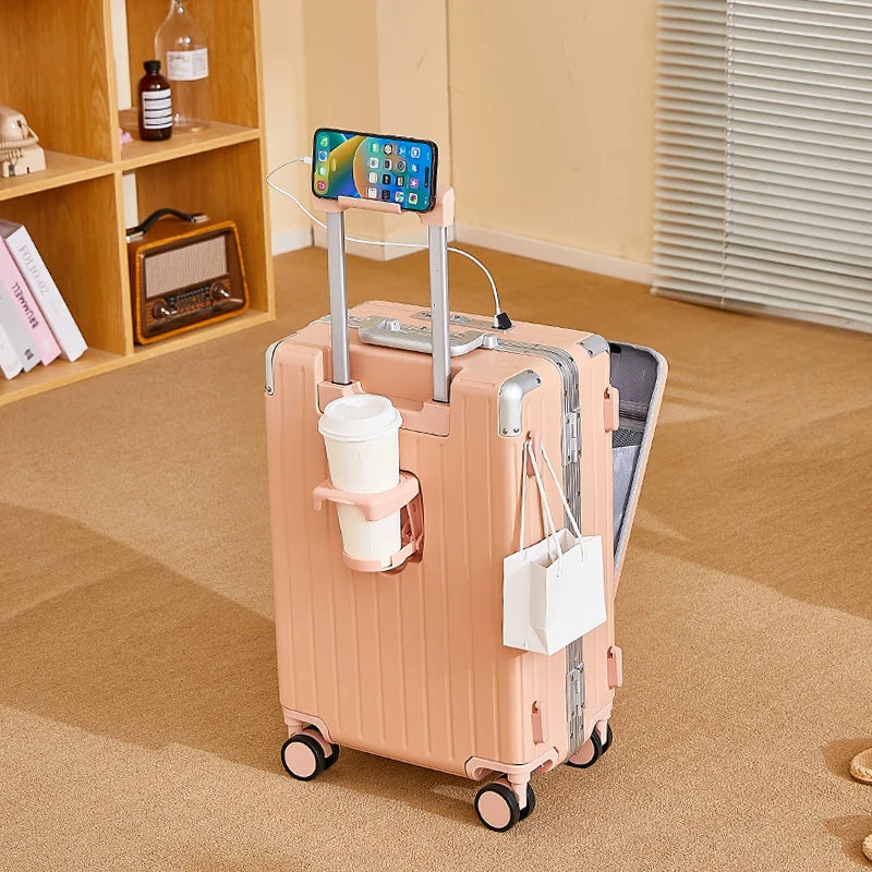JMT-080330 Multi-Functional Front Open Pocket Trolley Suitcase for Business and Travel