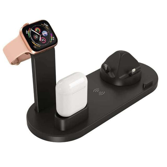 JMT-080458 4-in-1 Fast Charging Station with Wireless Charger - White or Black, Desktop Charging Base