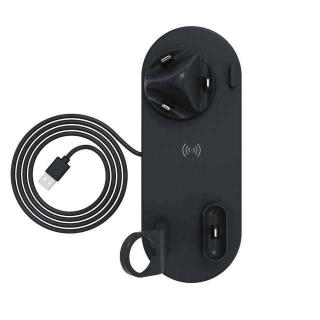 JMT-080458 4-in-1 Fast Charging Station with Wireless Charger - White or Black, Desktop Charging Base
