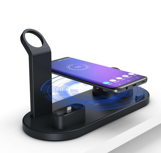 JMT-080458 4-in-1 Fast Charging Station with Wireless Charger - White or Black, Desktop Charging Base
