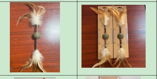 JMT-080586 Wooden Cat Toy with Catnip, Feather, and Hemp Rope - Variety of Designs