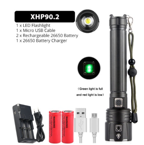 JMT-080970 USB Rechargeable Zoom Glare Flashlight with Power Display for Outdoor Activities