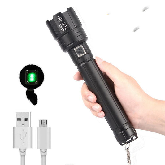 JMT-080970 USB Rechargeable Zoom Glare Flashlight with Power Display for Outdoor Activities