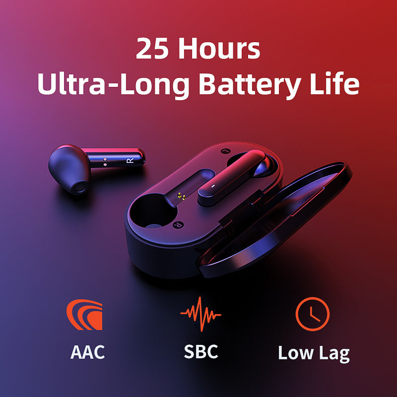 JMT-081098 Wireless Bluetooth Headset with 5-6 Hours Playtime, Dual Microphone Noise Reduction and Charging Case