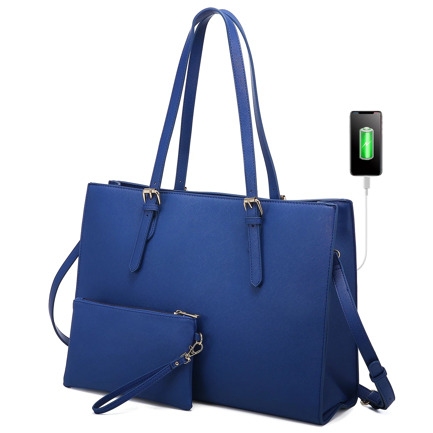JMT-081162 Fashion Office Lady PU Leather 15.6 in Tote Handbag and Laptop Briefcase Set for Women
