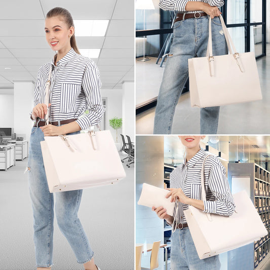 JMT-081162 Fashion Office Lady PU Leather 15.6 in Tote Handbag and Laptop Briefcase Set for Women