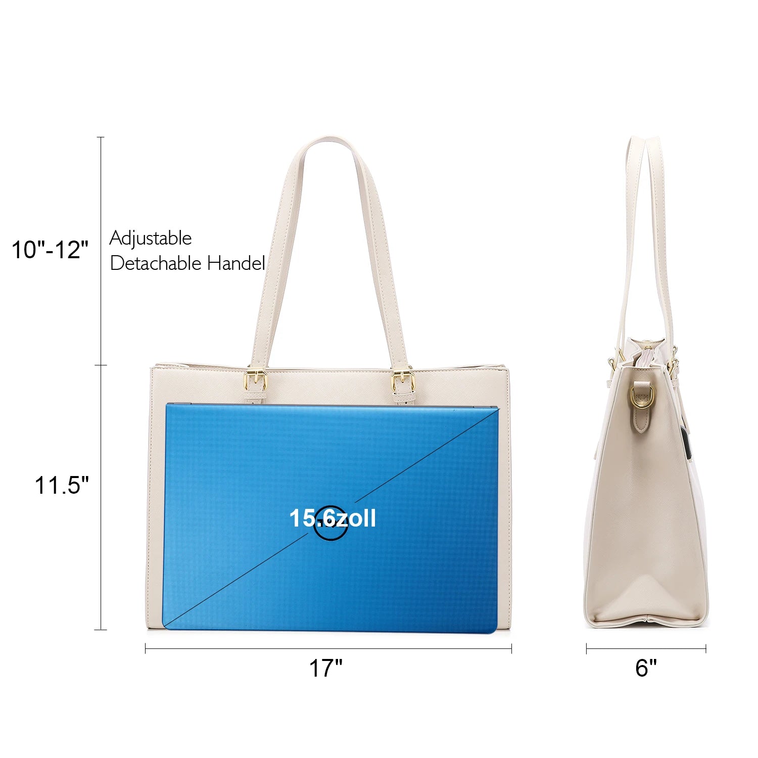 JMT-081162 Fashion Office Lady PU Leather 15.6 in Tote Handbag and Laptop Briefcase Set for Women