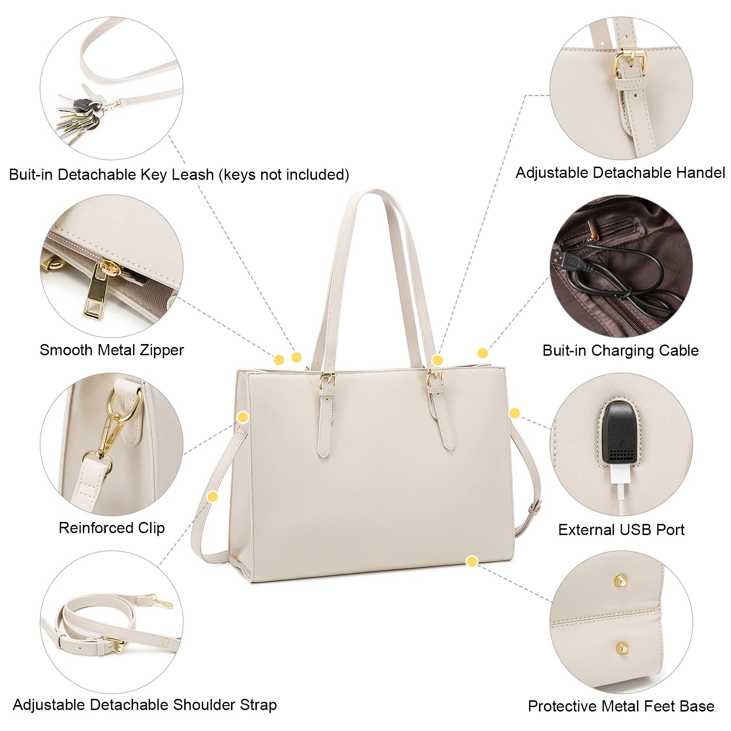 JMT-081162 Fashion Office Lady PU Leather 15.6 in Tote Handbag and Laptop Briefcase Set for Women