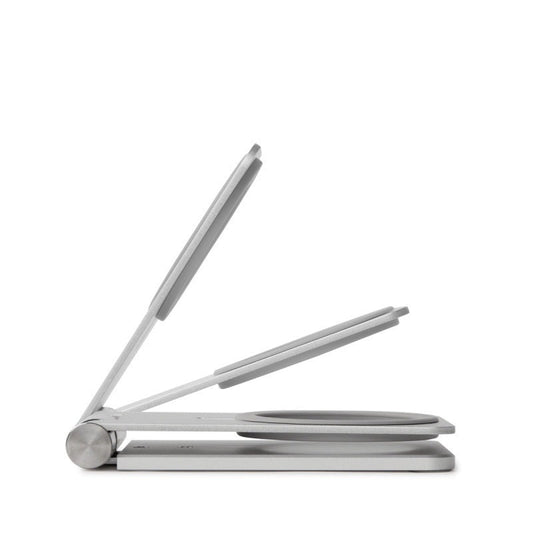JMT-081290 Magnetic Wireless Charger with Lazy Bracket for Mobile Phones - Silver, Compact Desktop Charging Base