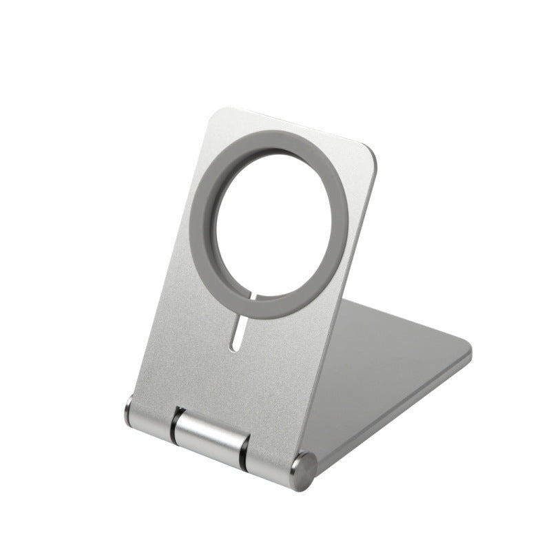 JMT-081290 Magnetic Wireless Charger with Lazy Bracket for Mobile Phones - Silver, Compact Desktop Charging Base