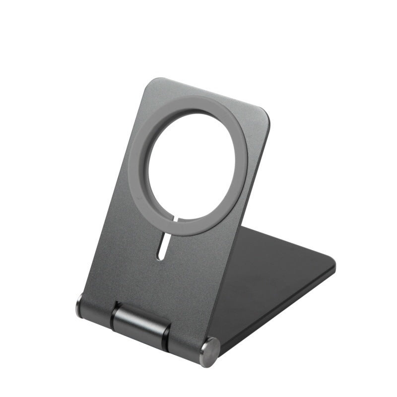 JMT-081290 Magnetic Wireless Charger with Lazy Bracket for Mobile Phones - Silver, Compact Desktop Charging Base