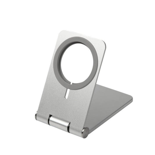 JMT-081290 Magnetic Wireless Charger with Lazy Bracket for Mobile Phones - Silver, Compact Desktop Charging Base