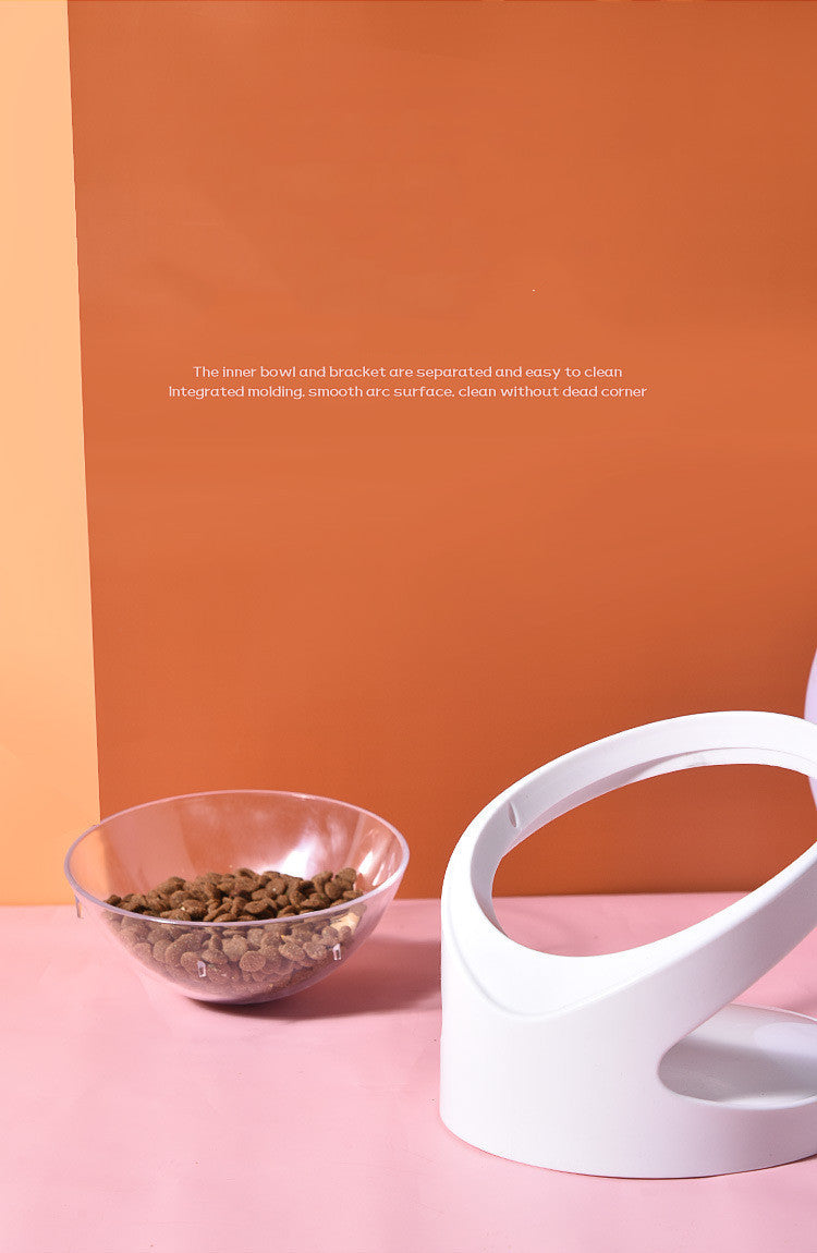 JMT-081610 Transparent Cervical Spine Cat and Dog Bowl with Stand - Durable PS Material, Split Design, 176g