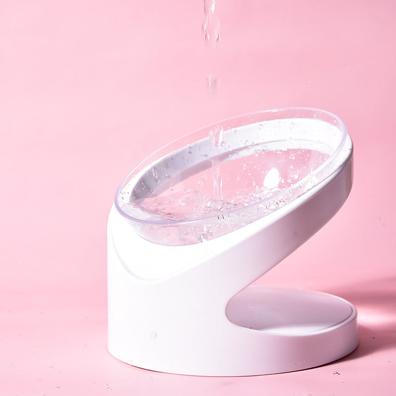 JMT-081610 Transparent Cervical Spine Cat and Dog Bowl with Stand - Durable PS Material, Split Design, 176g