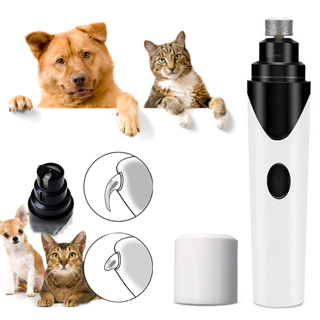JMT-081674 Automatic Pet Nail Grinder and Sharpener for Cats and Dogs - Electric Manicure Tool with LED Starry Sky Projection Light