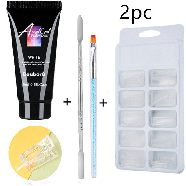 JMT-081738 Nail Polish Set for Extensions and Manicure - Clear, Pink, and White Options with Brushes and Stickers