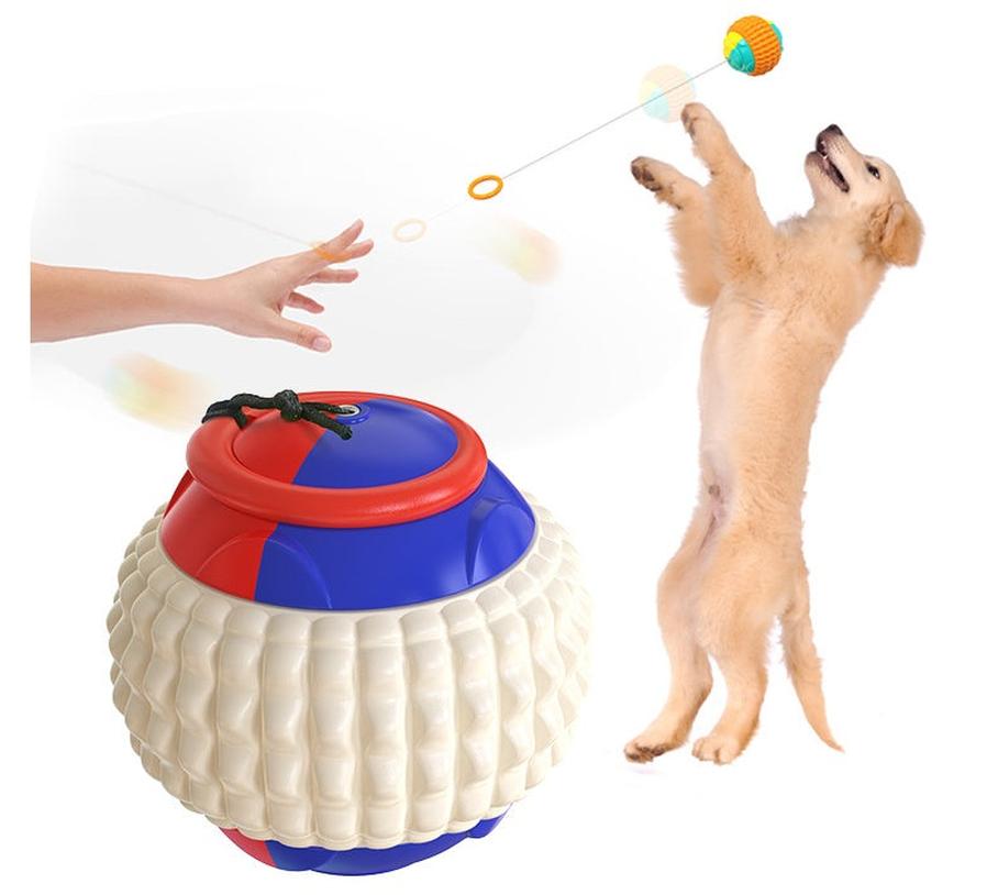 JMT-081738 Retractable Interactive Dog Training Ball with Chewing and Teeth Cleaning Features