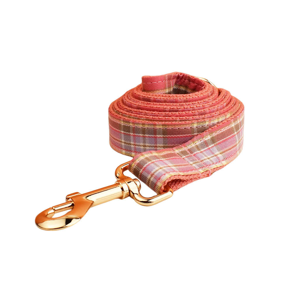 JMT-081930 Plaid Pet Collar and Leash Set with Bow - Perfect for Weddings and Special Occasions